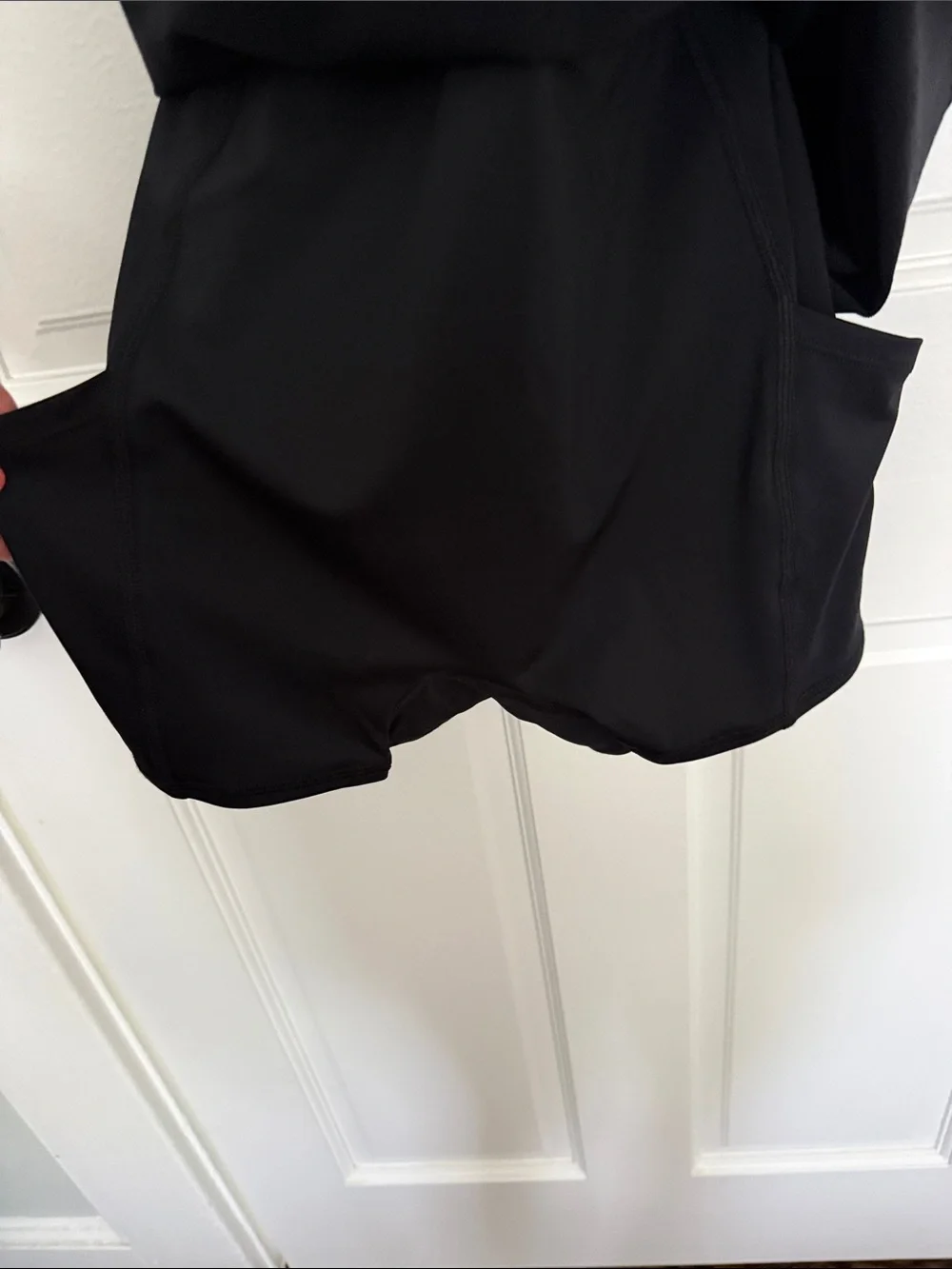 ALO Yoga Black V‑Neck Cross‑Back Mini Dress